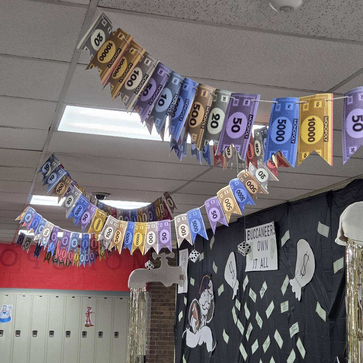 Senior homecoming hall decorations.