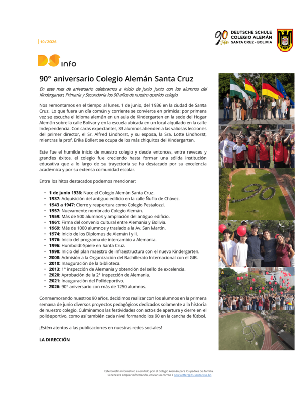 DS-info #10 - 2026: 90° aniversario Colegio Alemán Santa Cruz Featured Photo