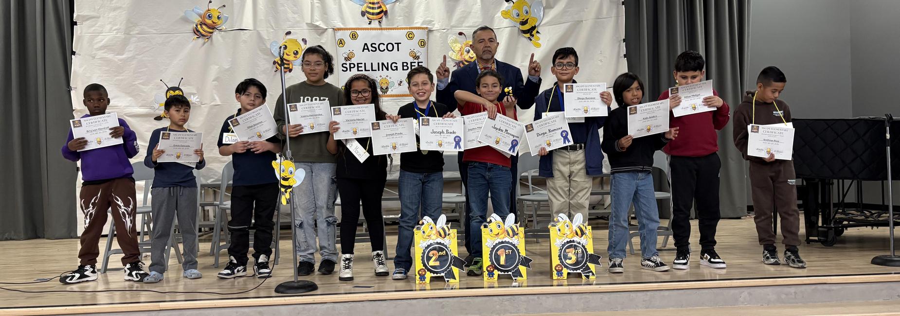 Ascot's 2025-2026 4th grade Scripp's Spelling Bee.  Congratulation to all our contestant!  Tuesday, January 20, 2025.