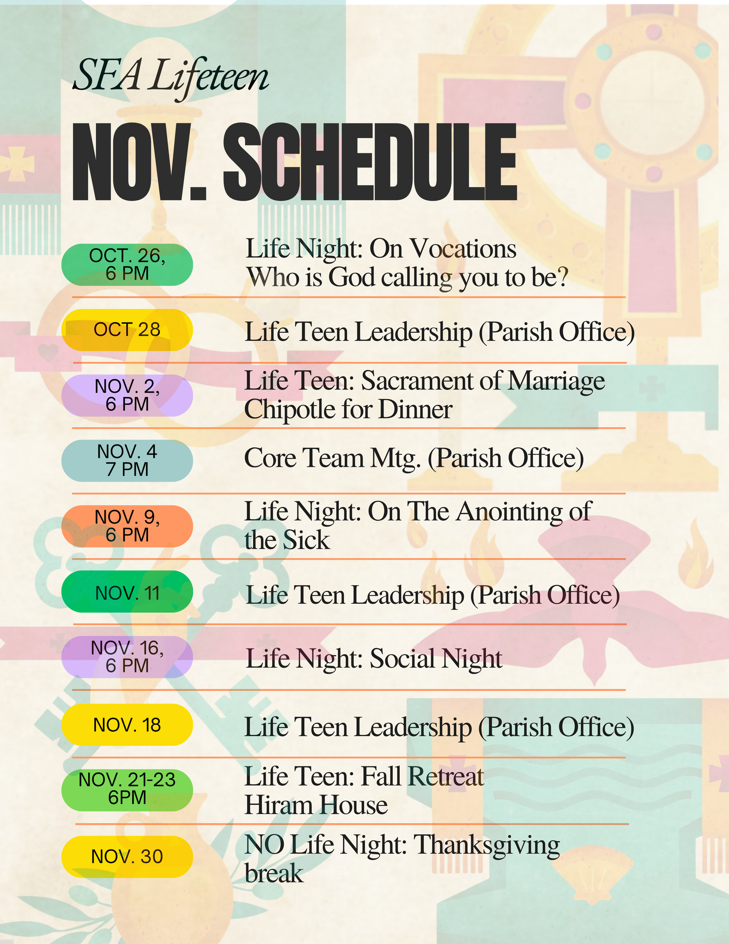 Nov. Schedule