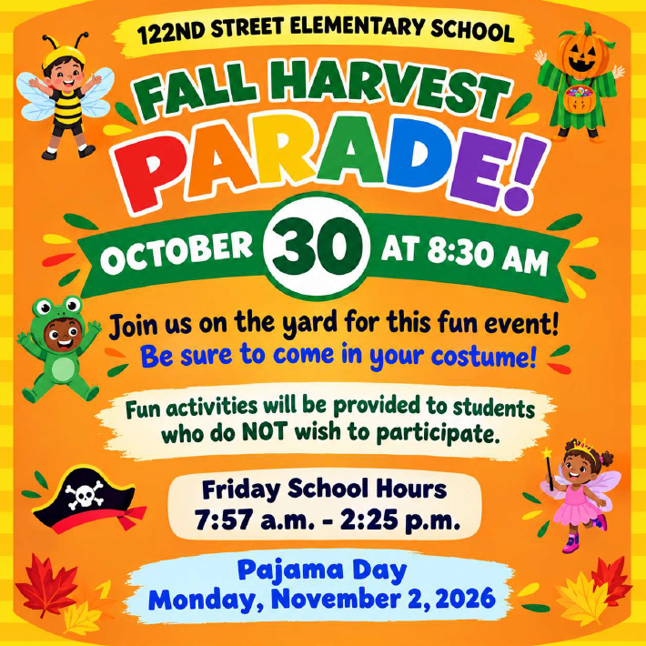 Fall harvest Parade October 30th at 8:30AM