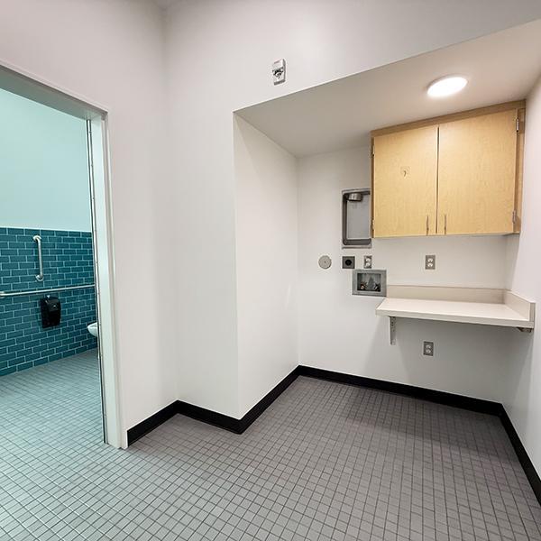 new laundry and restroom in student resource area