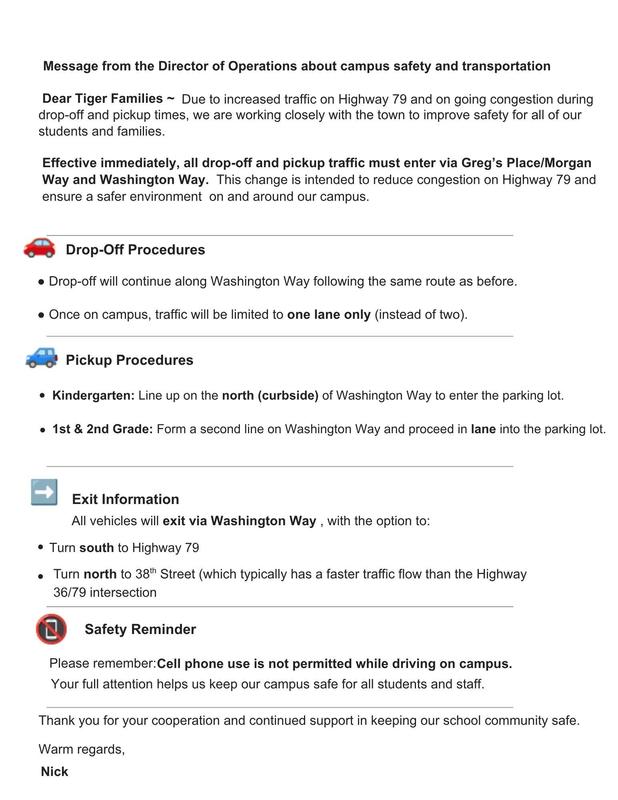 Message from the Director of Operations about safety and procedures