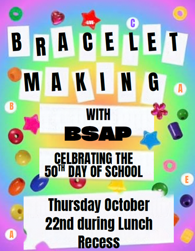 Bracelet making at recess on October 22nd
