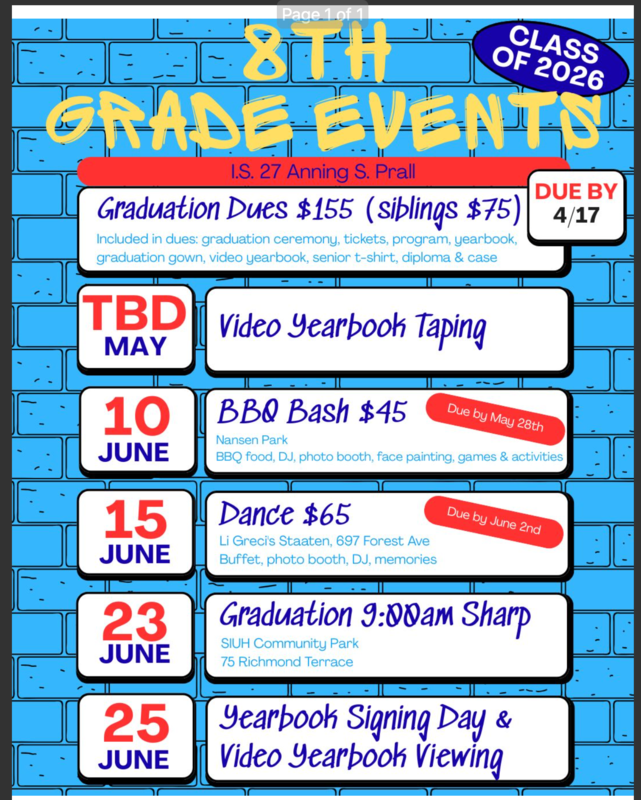 8th Grade 2026 Events