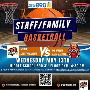 Description of flyer for a staff and family basketball game