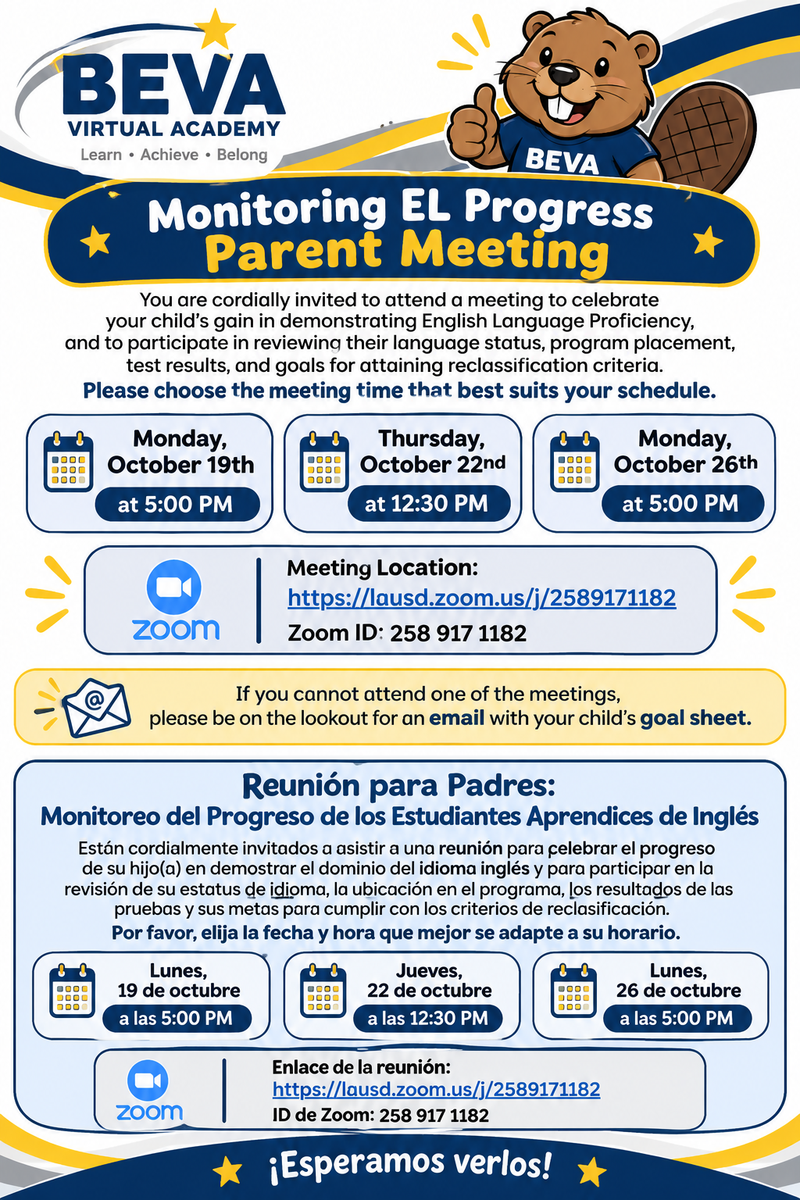 ENGLISH LEARNER PROGRESS MEETING FLYER