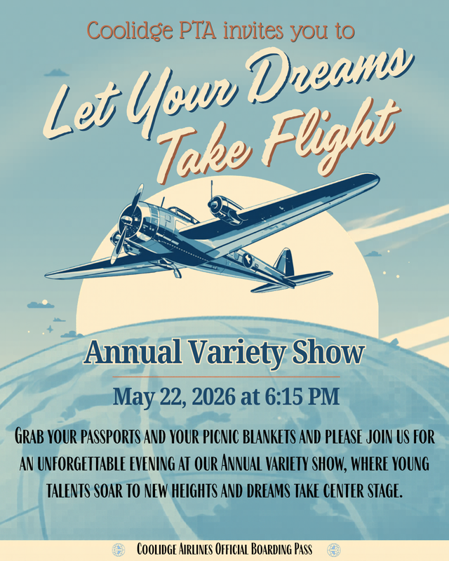 An Airplane showing the Coolidge Variety Show on 5/22/26.