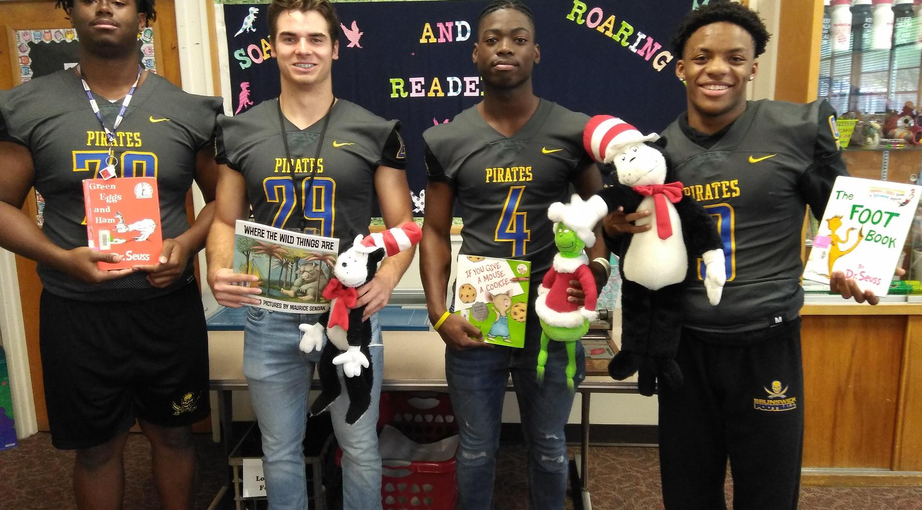 BHS football players participate in Read Across America Day.