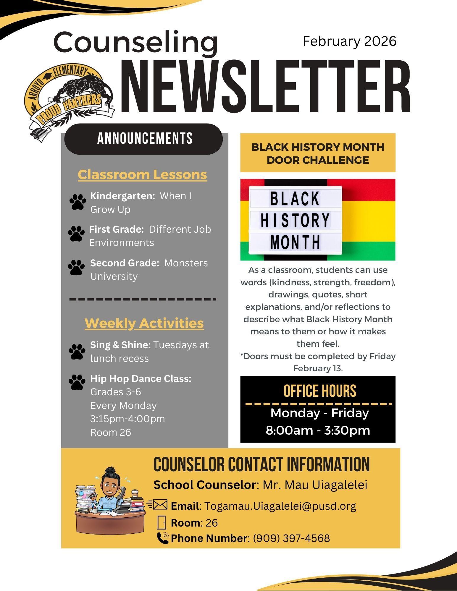February 2026 Counseling Newsletter