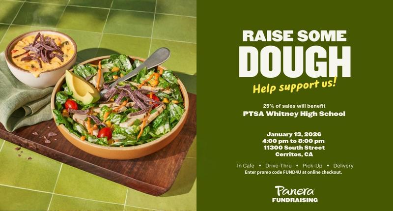 WHS PTSA fundraiser at Panera on 1/13/26 from 4 - 8pm