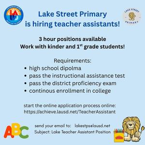 Now hiring teacher assistants!