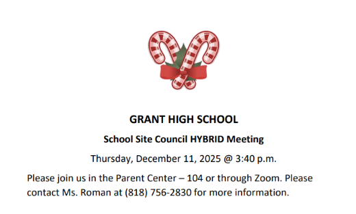 Hybrid SSC Meeting | Thursday, Dec. 11, 2025 | 3:40 PM @ Parent Center & Zoom