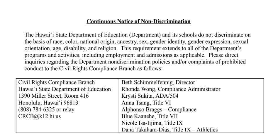 2026-2027 Continuous Notice of Non-Discrimination