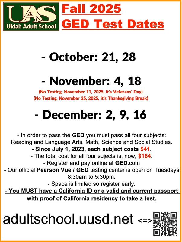 Fall 2025 GED Test Dates poster.