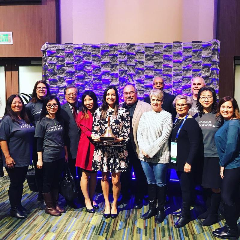 Teacher Melissa Martinez and Wendy Okuna along with Principal Duane Russel and the AUSD Board with the award.