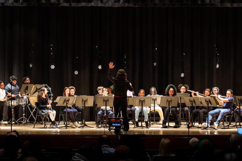 Turtle Creek concert band performs on stage