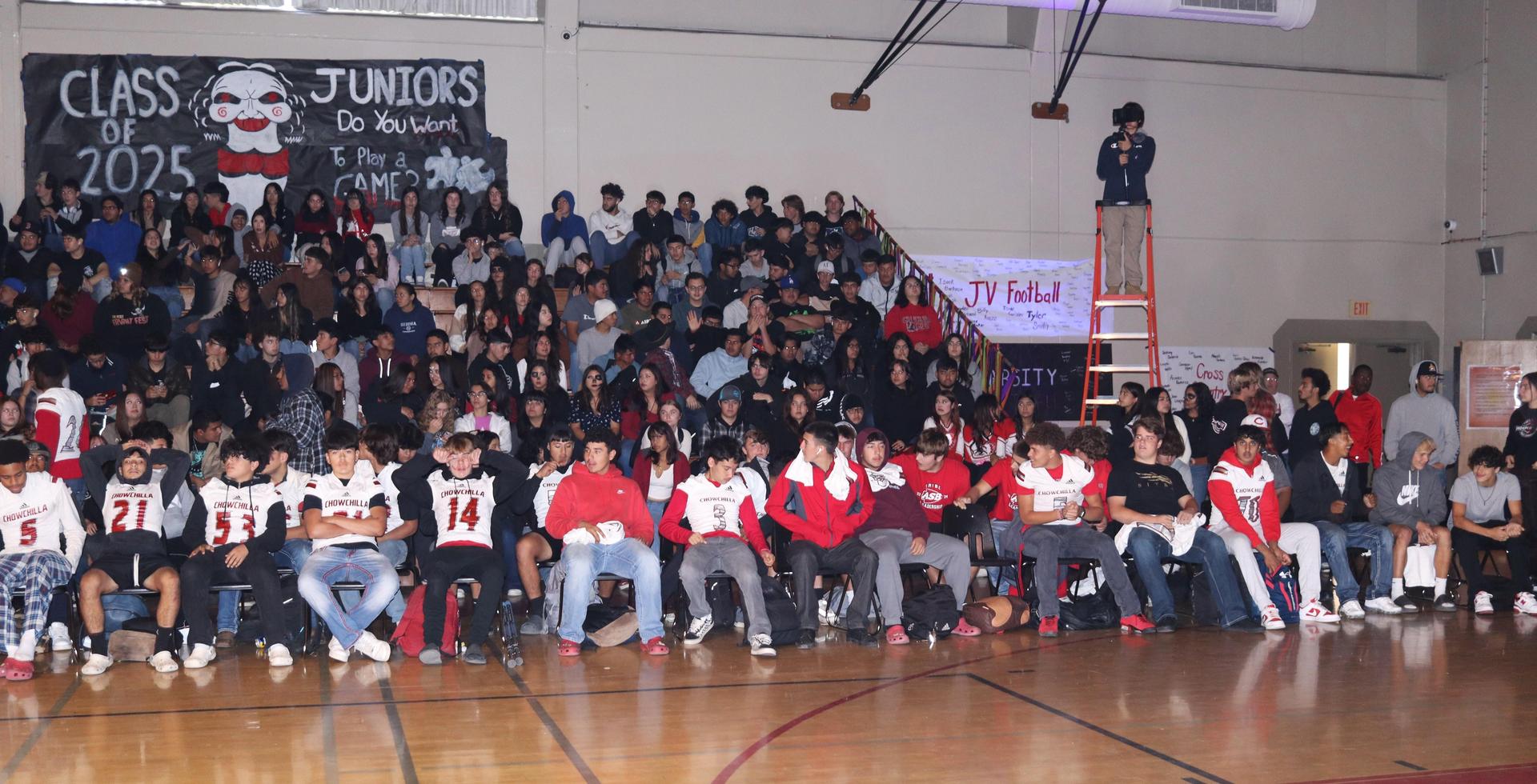 Students and staff enjoying the fall sports rally