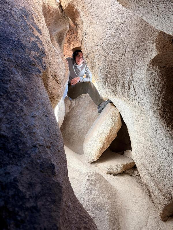 Student in the tight climbing pass