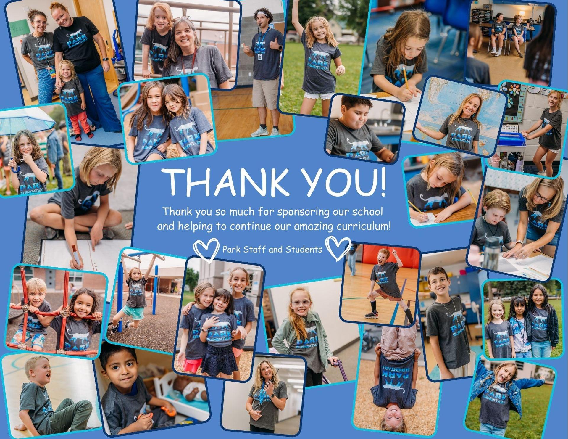 Sponsors for Park Elementary for t-shirts