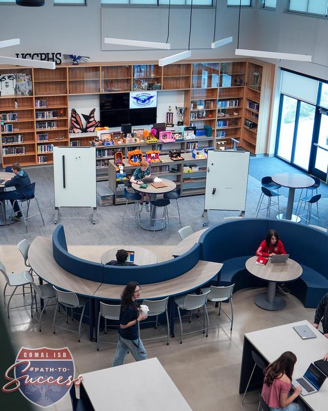 Second floor view of HCCPHS library and cafeteria.