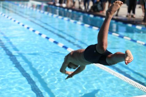 swimmer diving into the pool