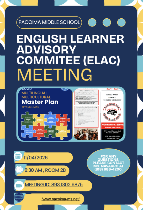 ELAC Meeting on Wednesday, November 4th! Featured Photo