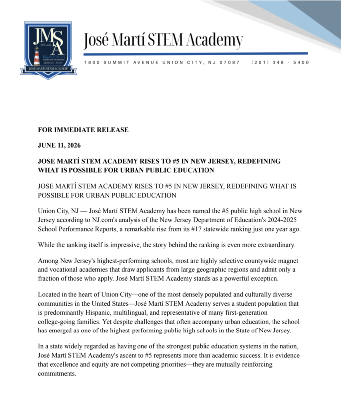 Congratulations To The José Martí STEM Academy
