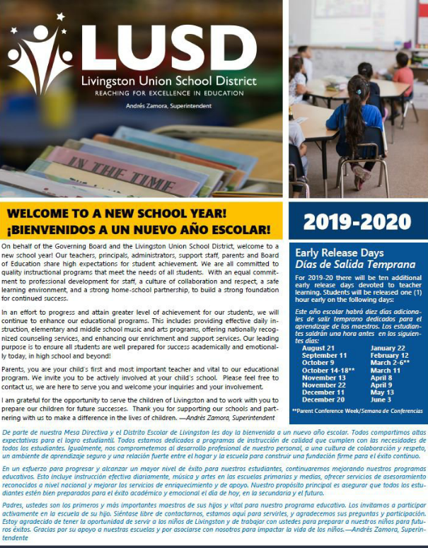 Back to School Newsletter 2019