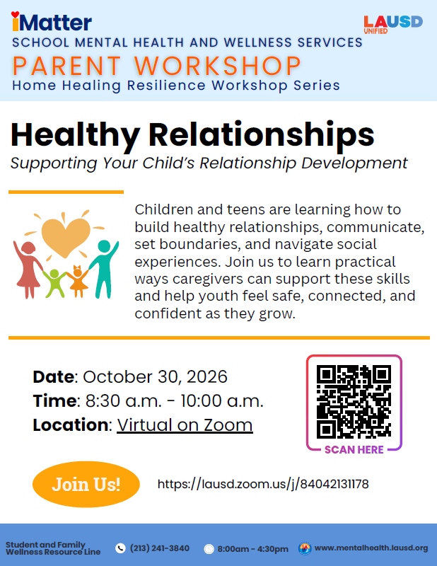 Healthy Relationships Parent workshop