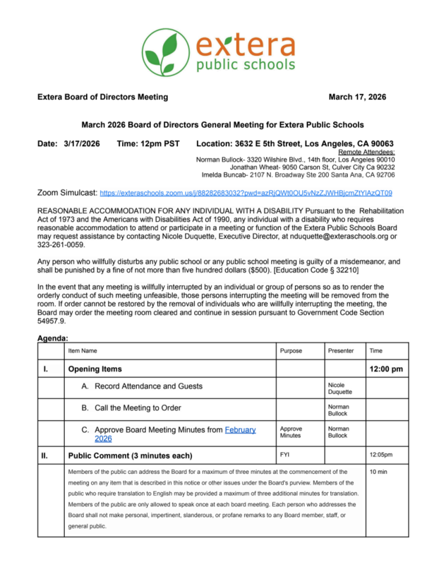 Board Meeting/ Junta Ejecutiva 03/17/26 Featured Photo