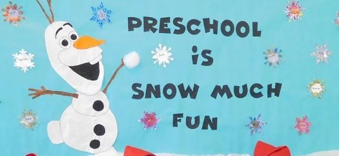 Image of a snowman with text that says PRESCHOOL IS SNOW MUCH FUN