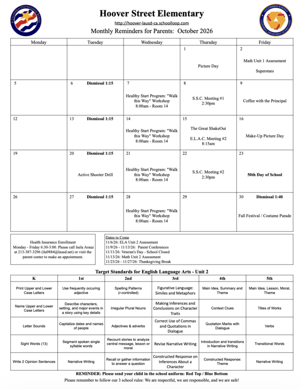 October Calendar