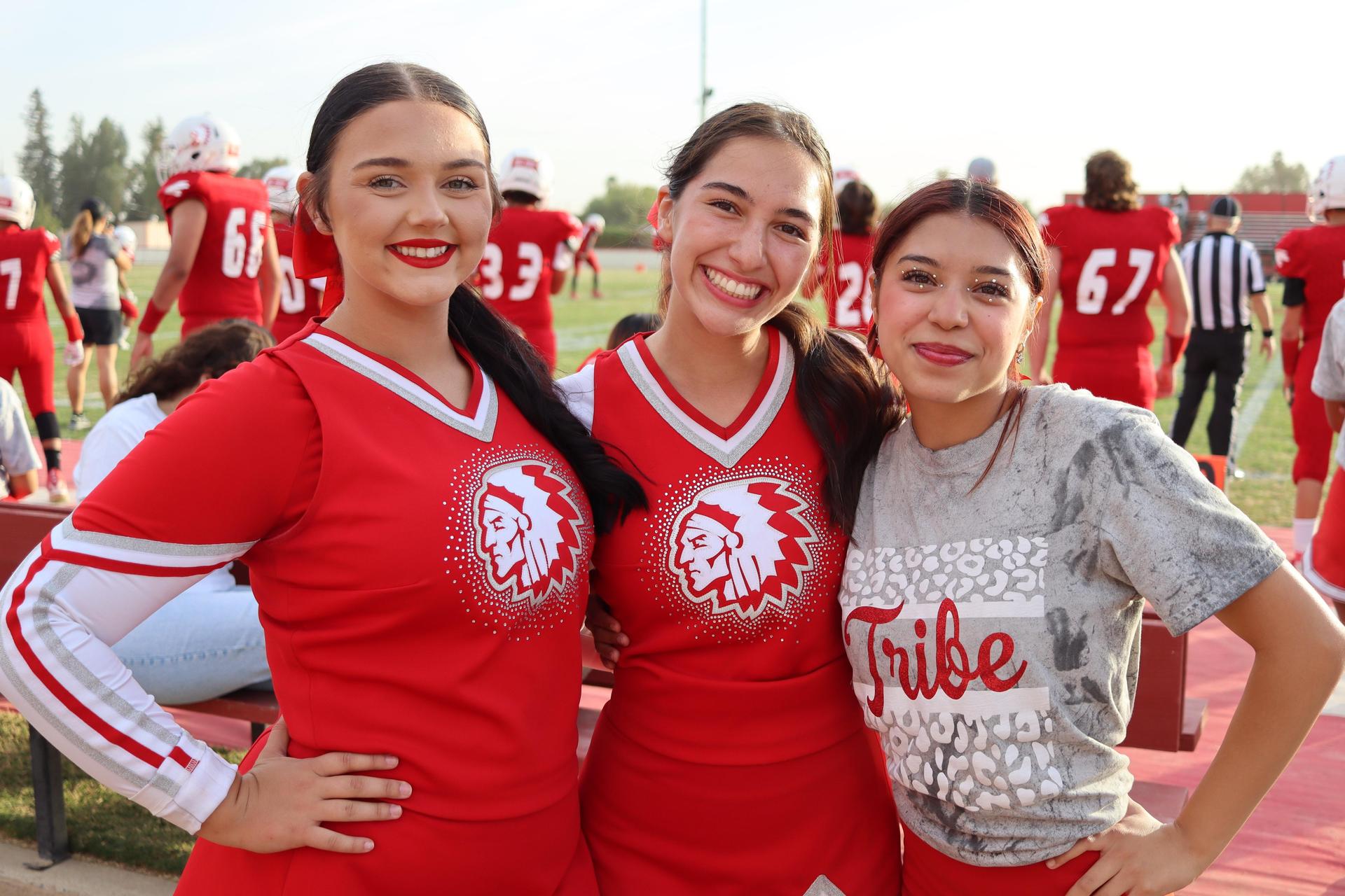 junior varsity cheerleaders in action at the Riverdale game