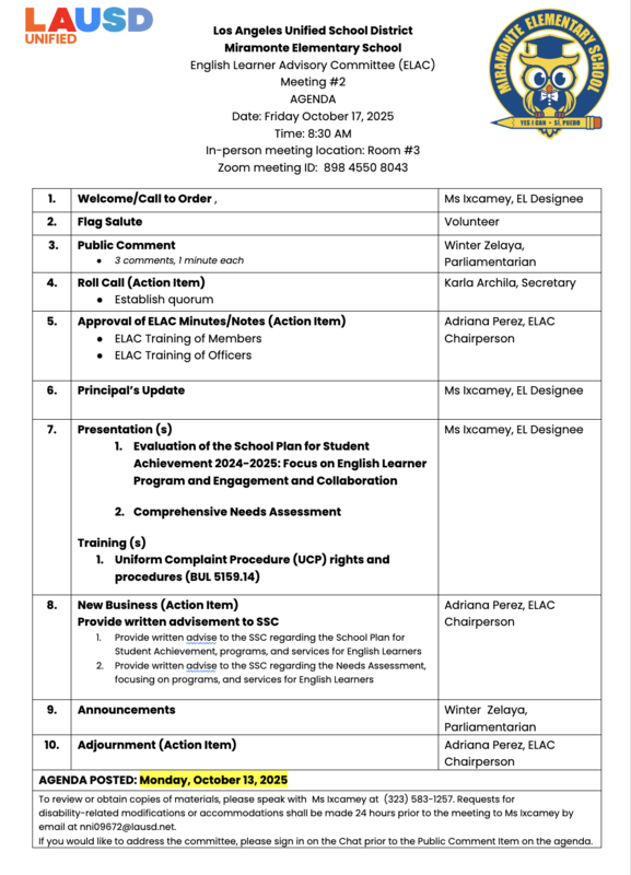 ELAC Meeting #2