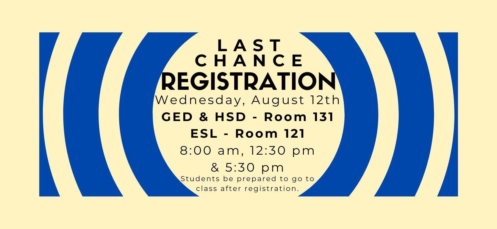 Announcement for last chance registration with event details.