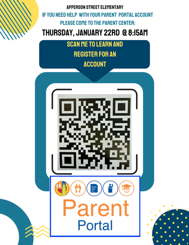 Learn about and register for Parent Portal January 22nd at 8:15 AM