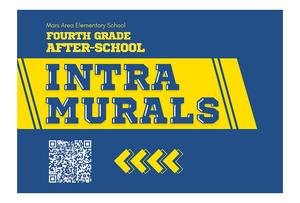 a yellow and blue design with the words Intramurals