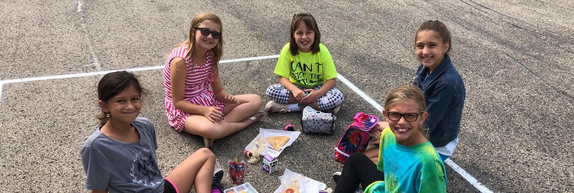 Enjoying lunch outside during warm weather