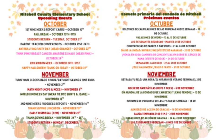 October & November Upcoming Events