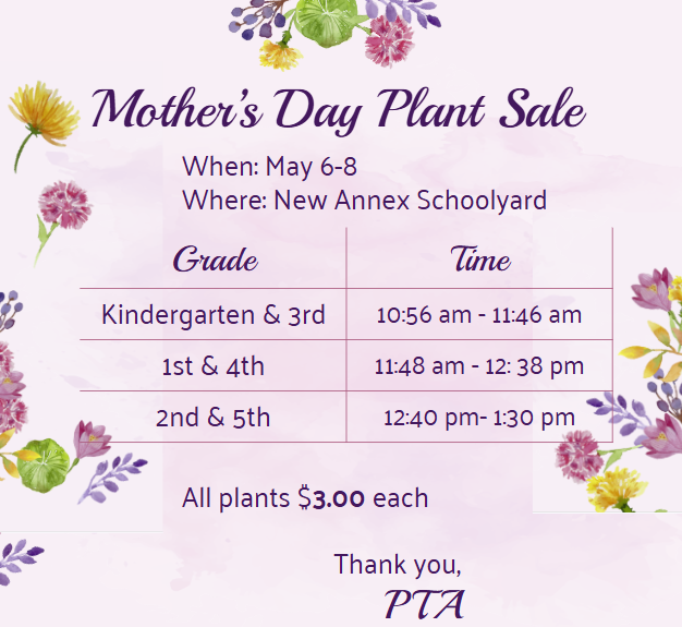 Mother's Day Plant Sale May 6-8
