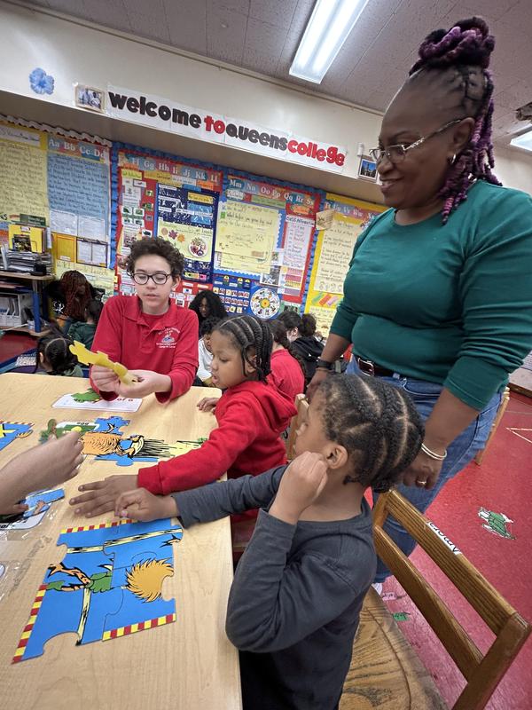 Students learning about Earth Day together