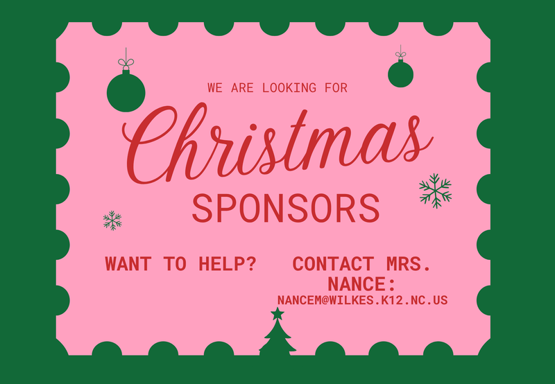 We are looking for Christmas sponsors for students in need.