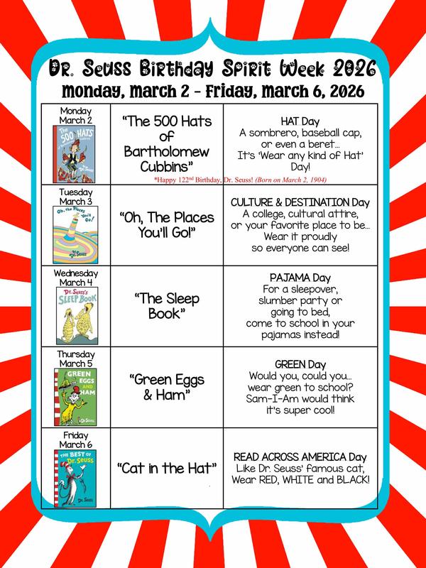 Dr. Seuss Spirit Week 2026
