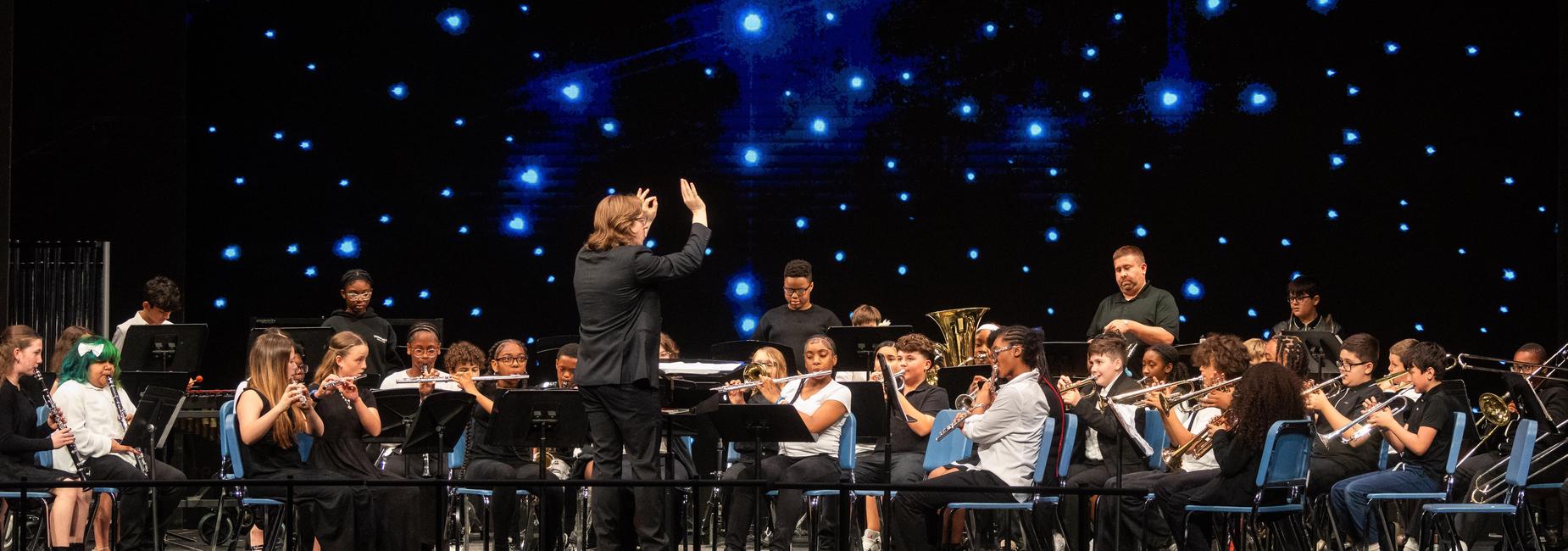 Middle school concert band performs