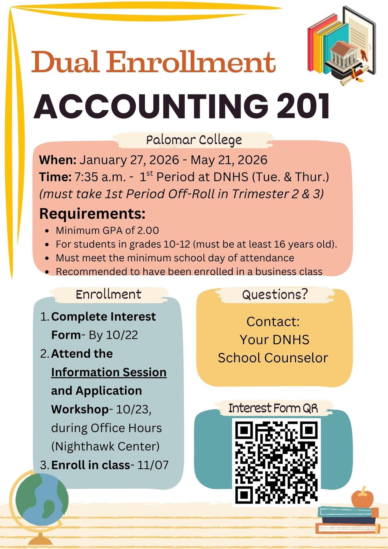 Accounting 201 info sheet