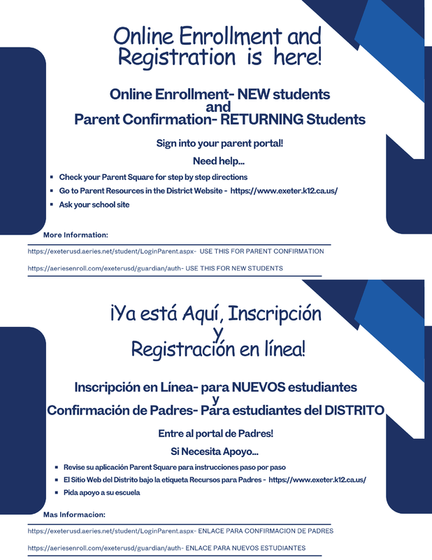 blue and white flyer promoting online enrollment