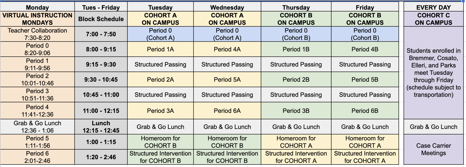 Bell schedules bell schedule los amigos high school