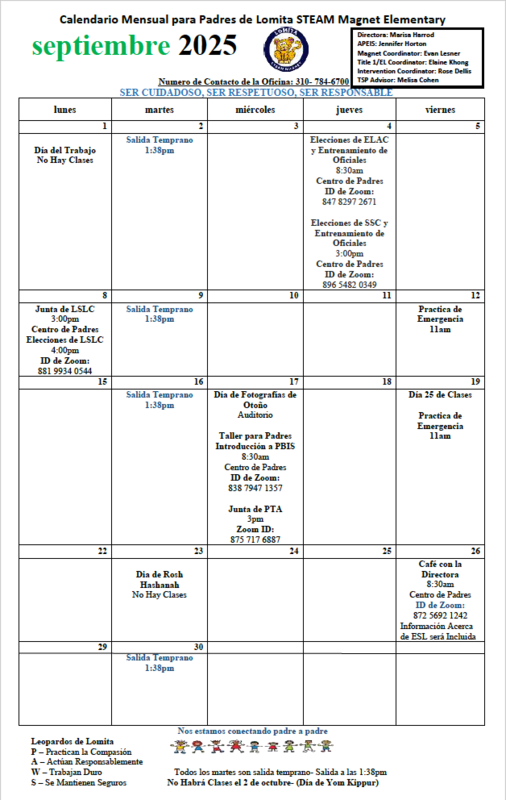 Sept Calendar spanish