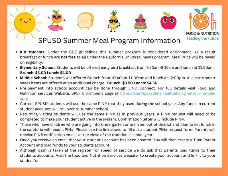 Nutritional Services - Summer Meal Program